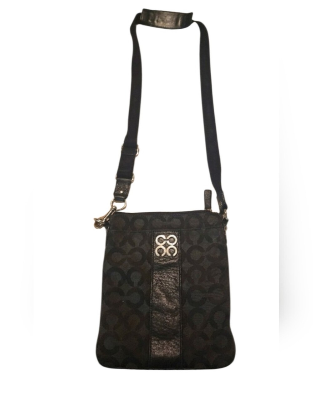 COACH Madison OP Art Signature Black Swingpack Crossbody Purse (CON81)